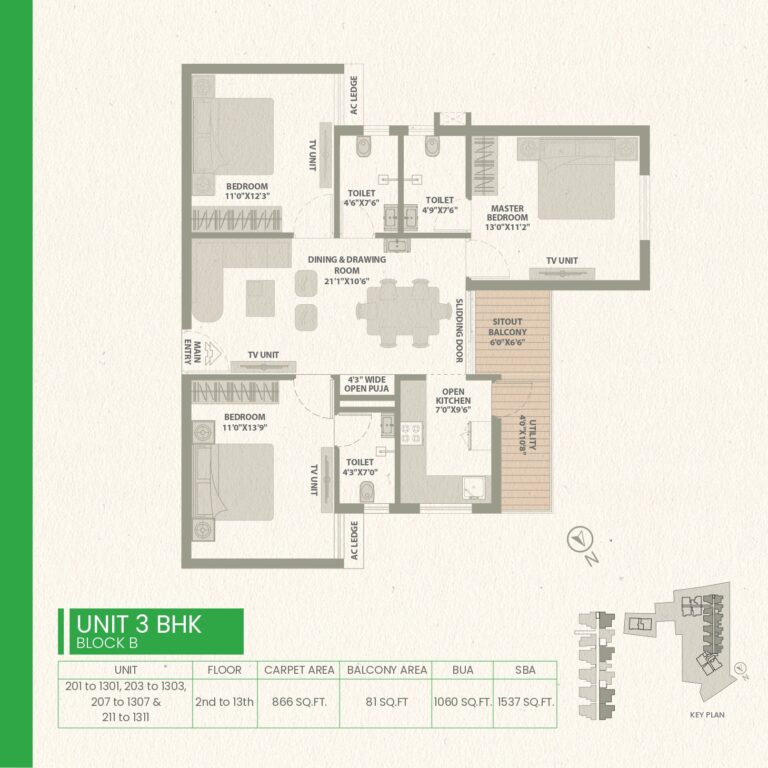 3 BHK Flats in Trisulia